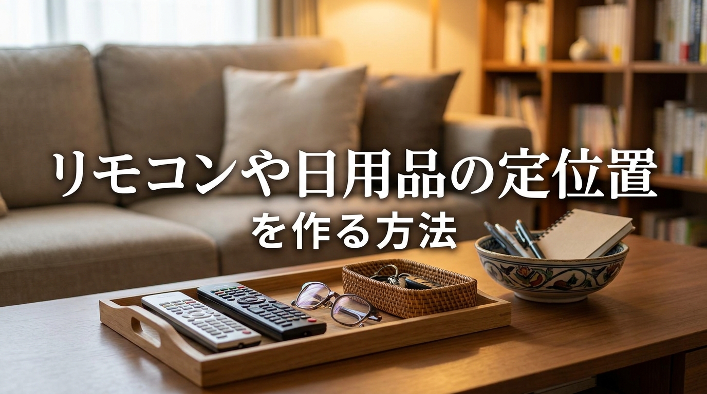 リモコンや日用品の定位置を作る方法