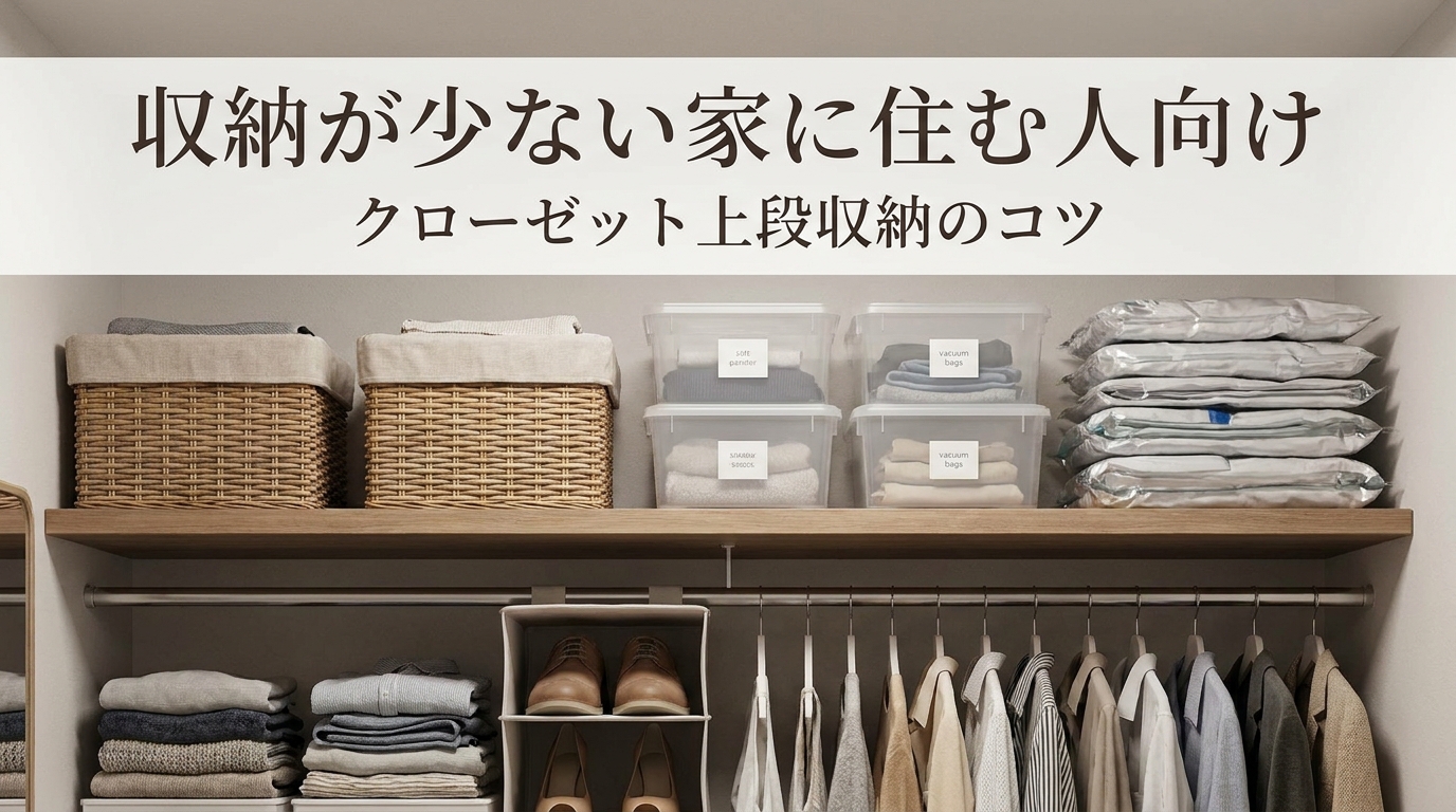 収納が少ない家に住む人向け｜クローゼット上段収納のコツ