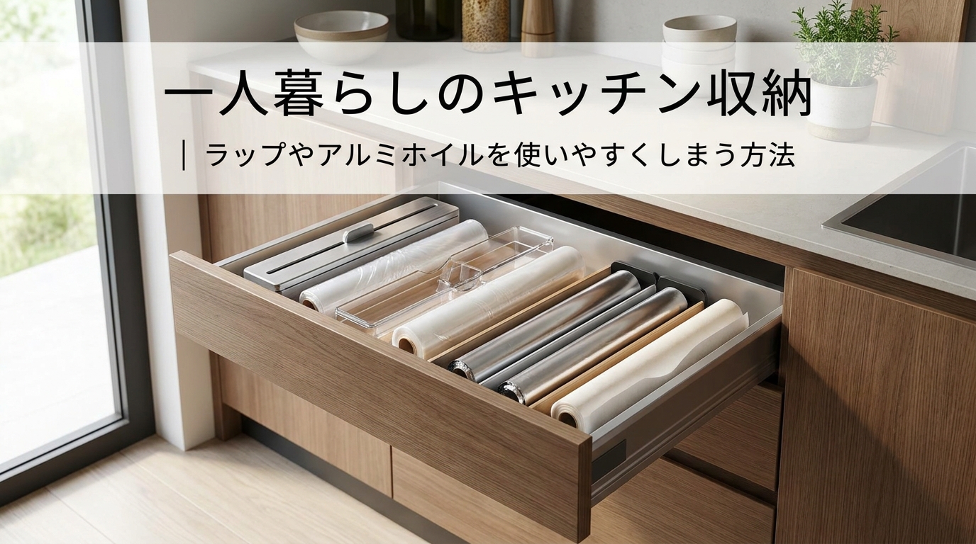 一人暮らしのキッチン収納｜ラップやアルミホイルを使いやすくしまう方法
