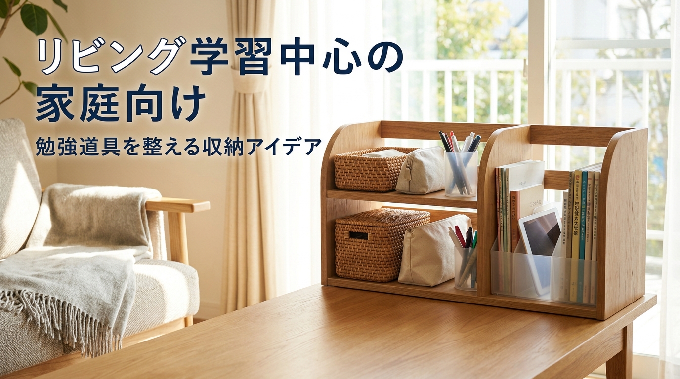 リビング学習中心の家庭向け｜勉強道具を整える収納アイデア