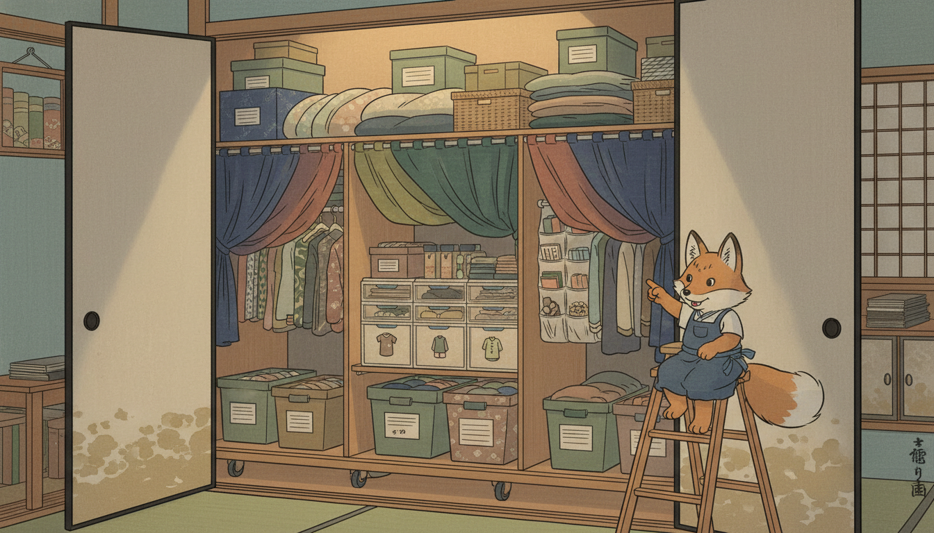 押入れ収納アイデア具体例①：ゾーン分け収納術