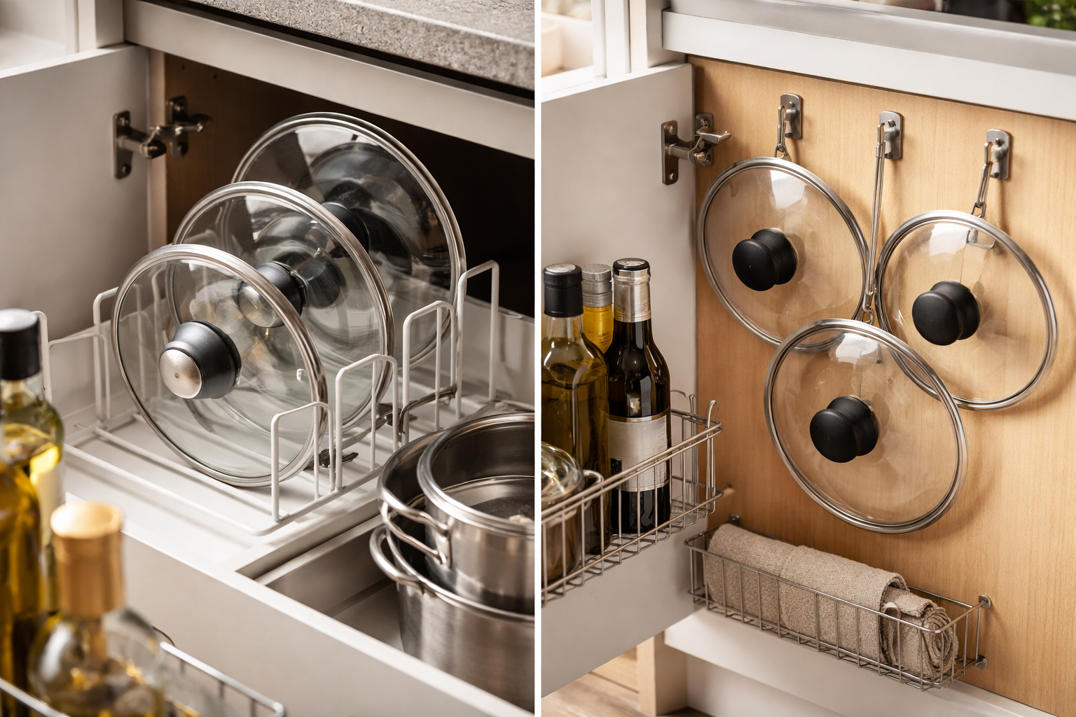 鍋蓋収納の基本は「立てる」か「引っ掛ける」の2択!