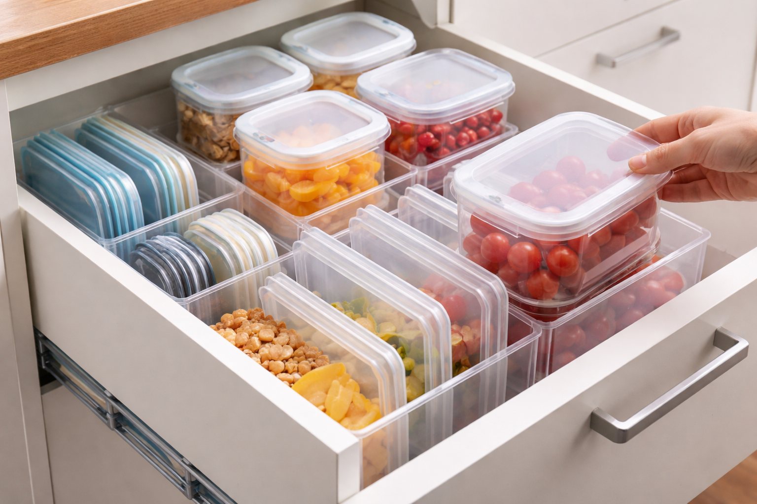 タッパー 収納 アイデアの結論は「シリーズ統一」と「立てる収納」の組み合わせ!