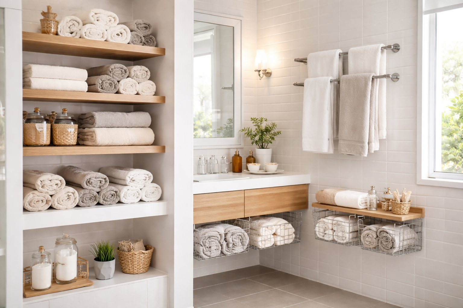 「揃える」と「浮かす」がタオル収納の正解？