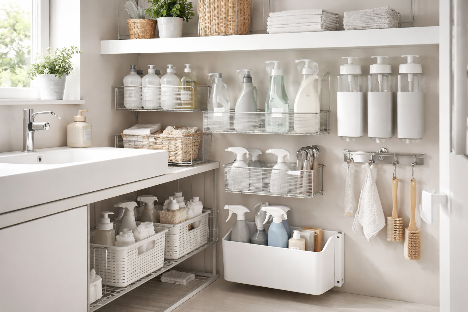 洗剤 収納 アイデアの正解は「動線と浮かせる収納」にあり!