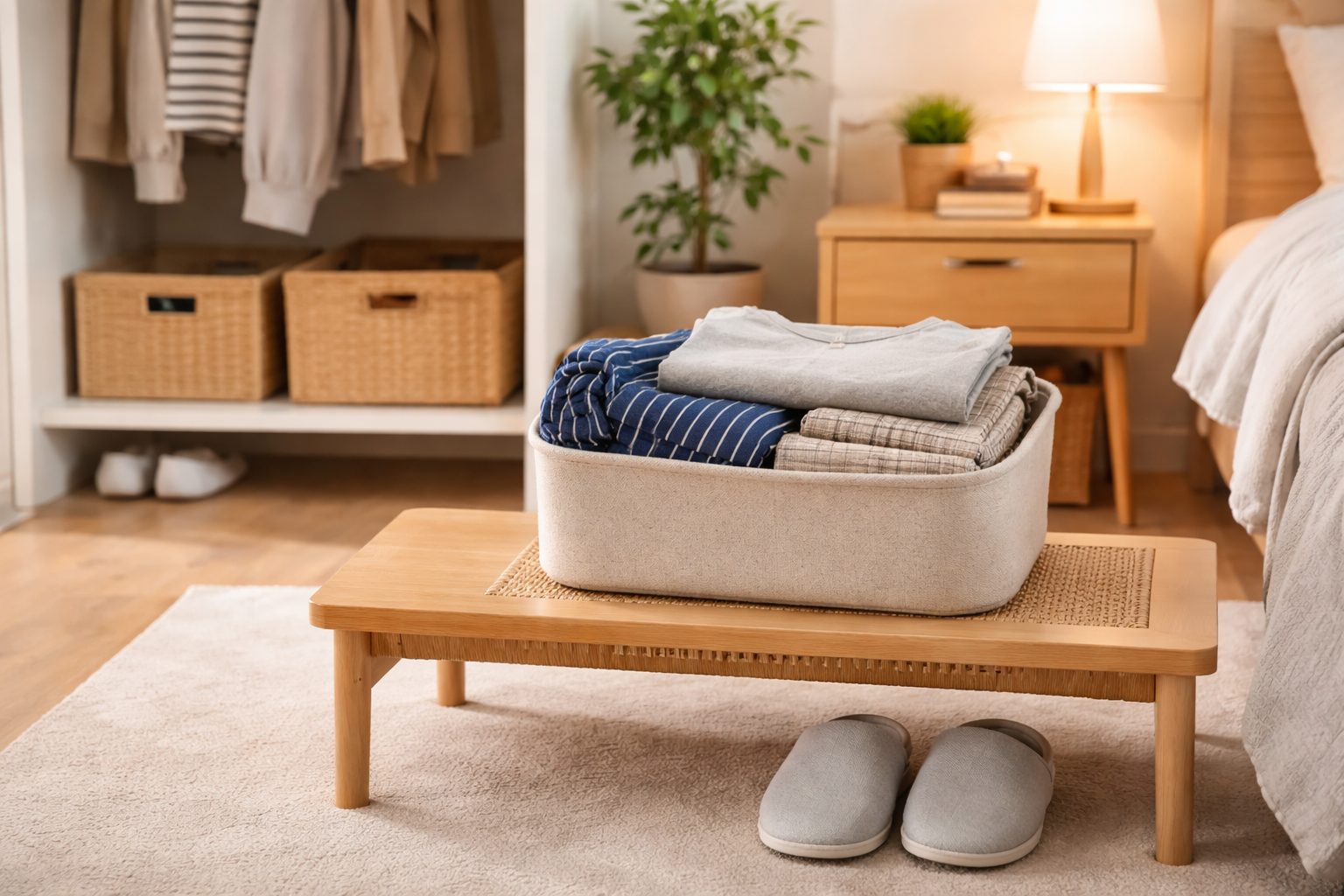 脱ぎっぱなしを防ぐ最大の秘訣は「動線上にポイ投げできる定位置」を作ること！